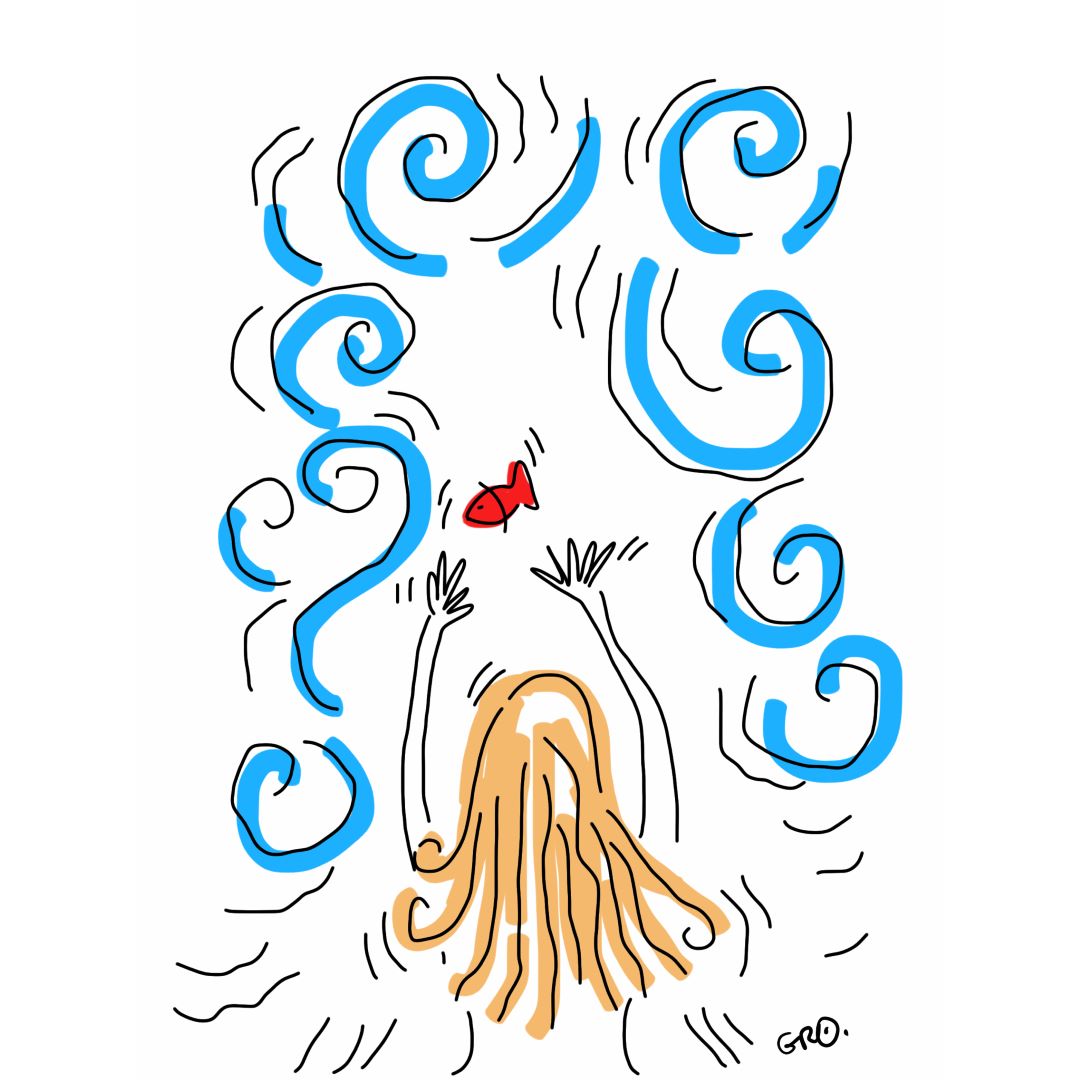 illustrazione di una donna che nuota tra le onde gloria rovere