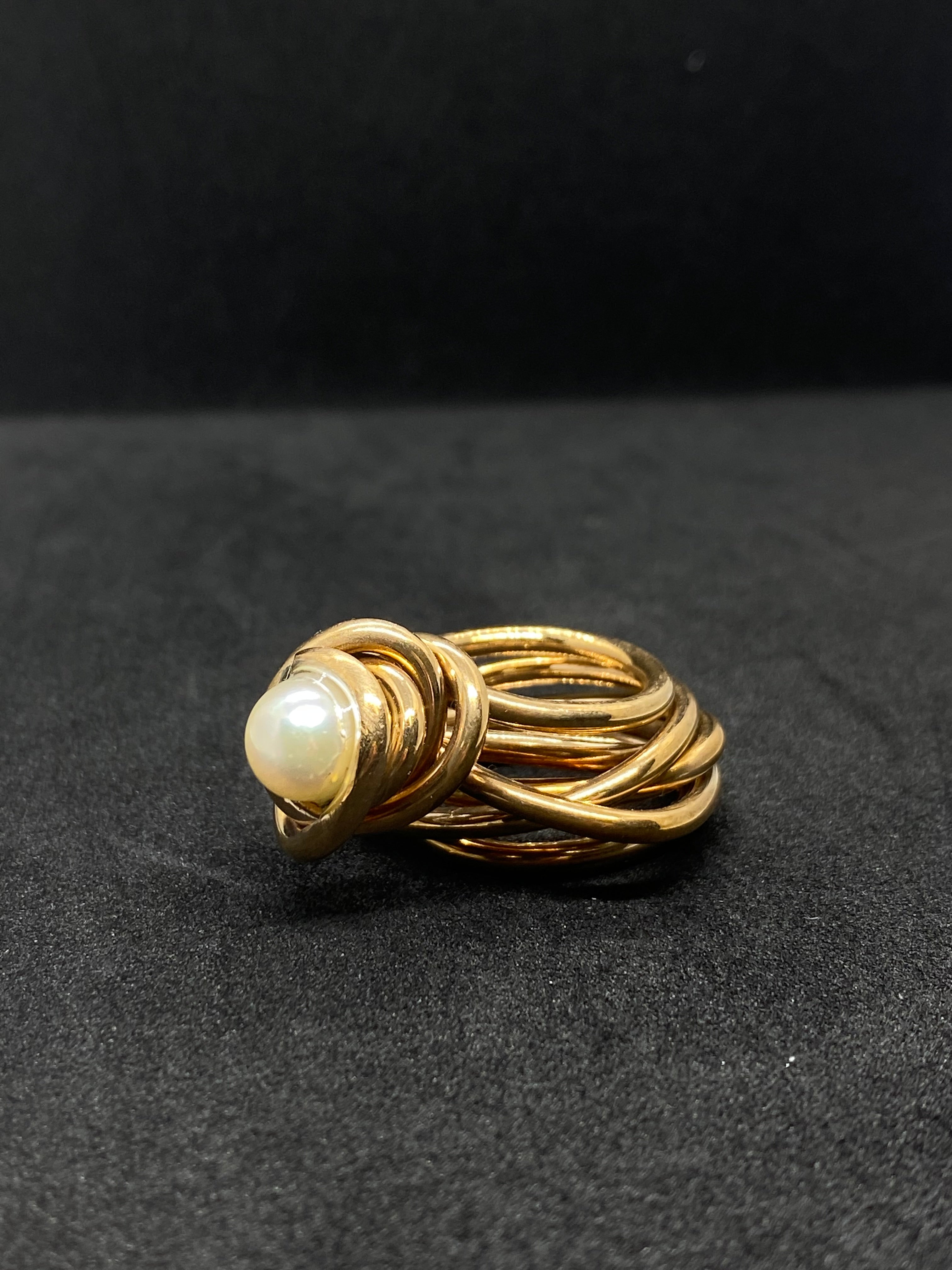 Intreccio ring with bronze pearl 2