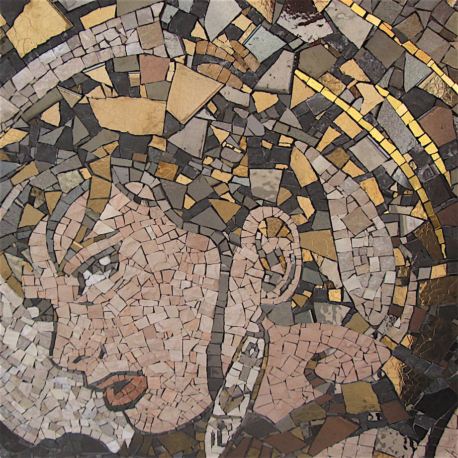 dettaglio mosaico desdemona, pezzo unico fatto a mano