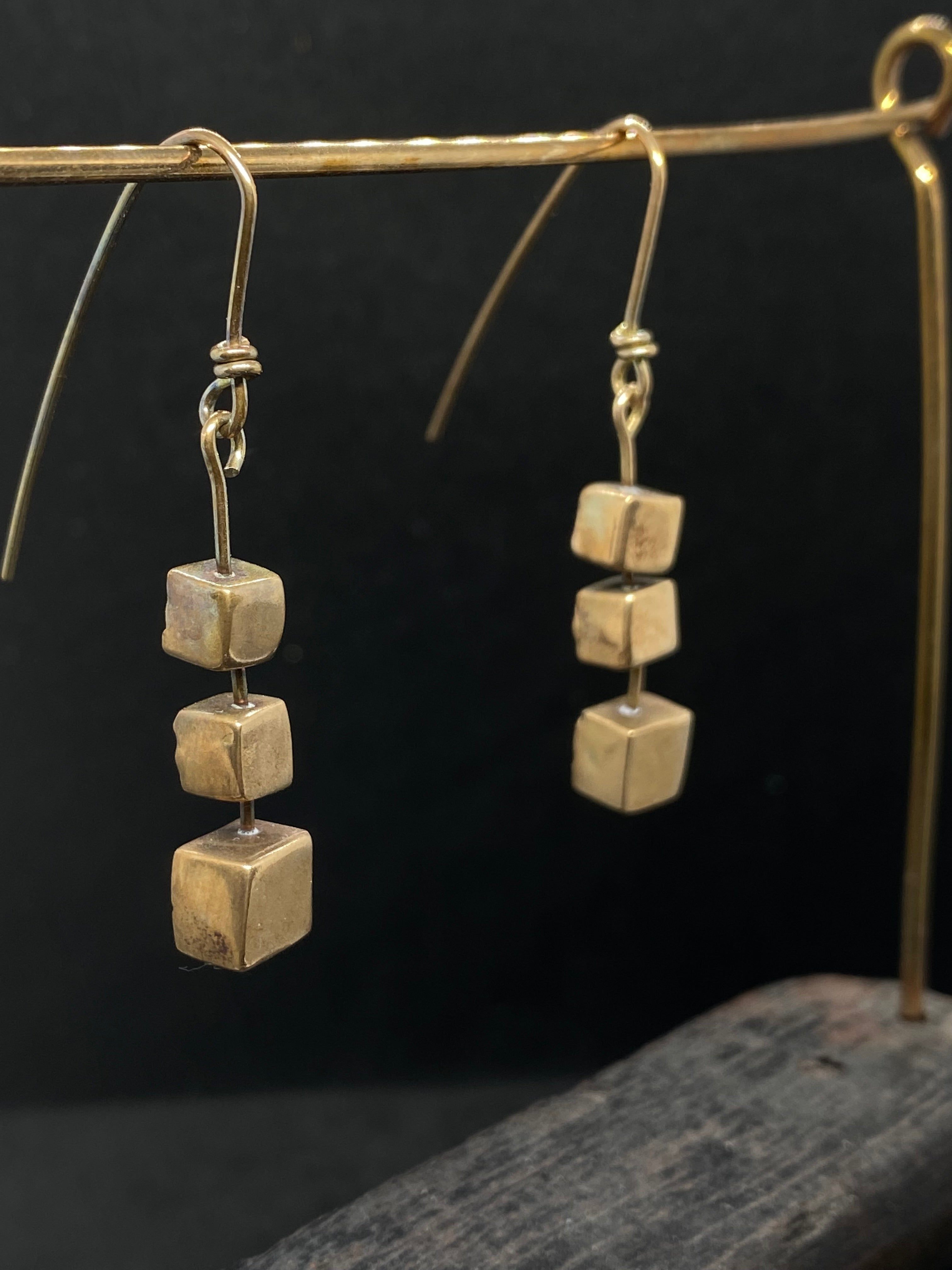 Bronze cubes earrings
