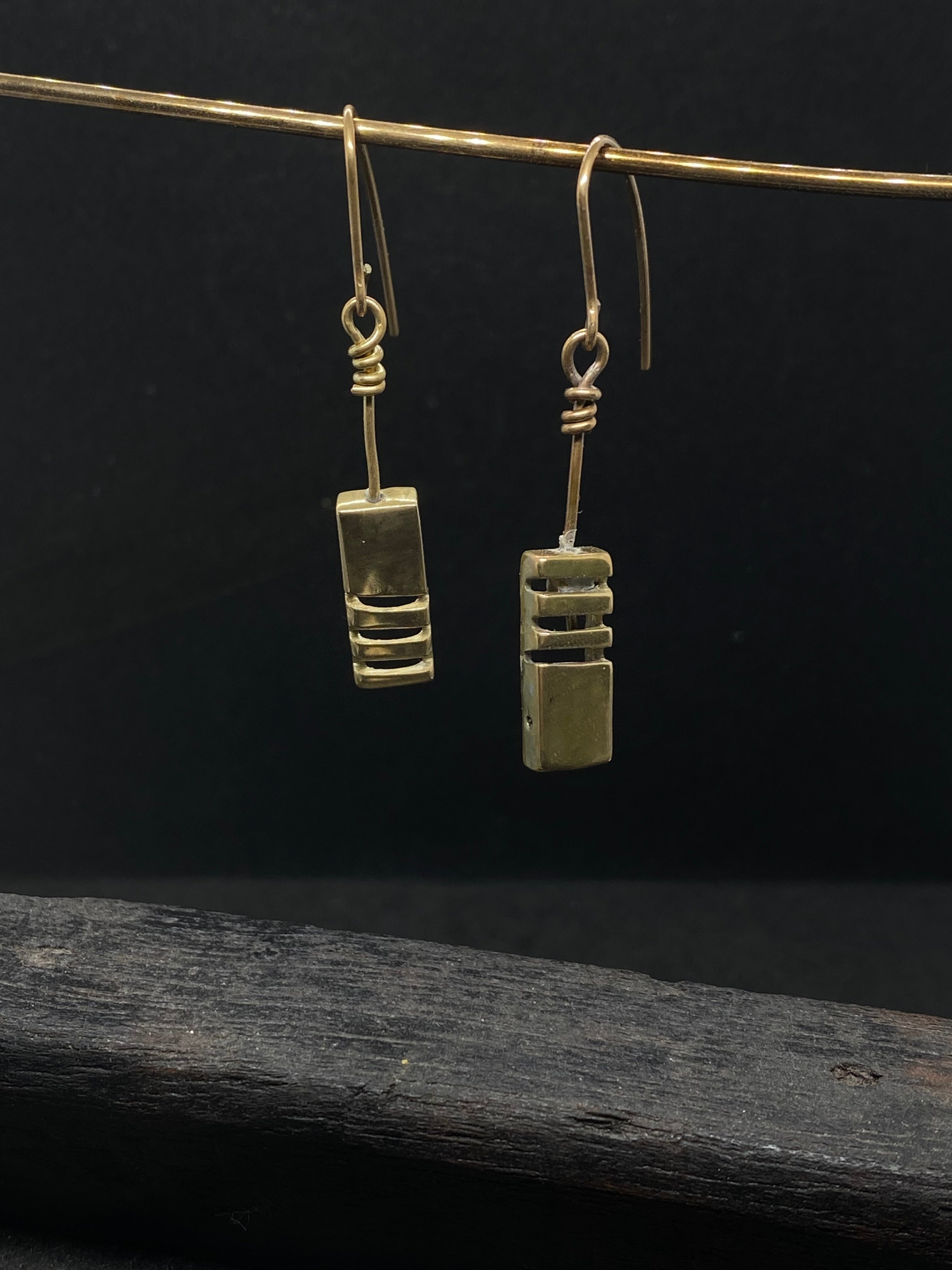 Bronze grid earrings