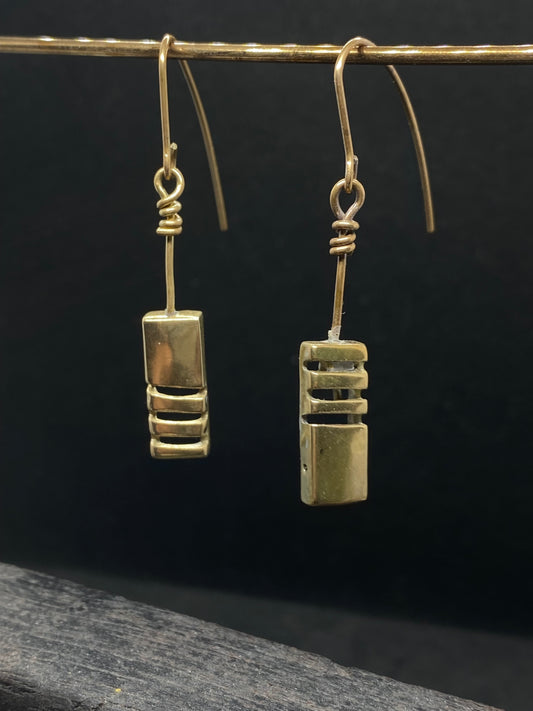 Bronze grid earrings