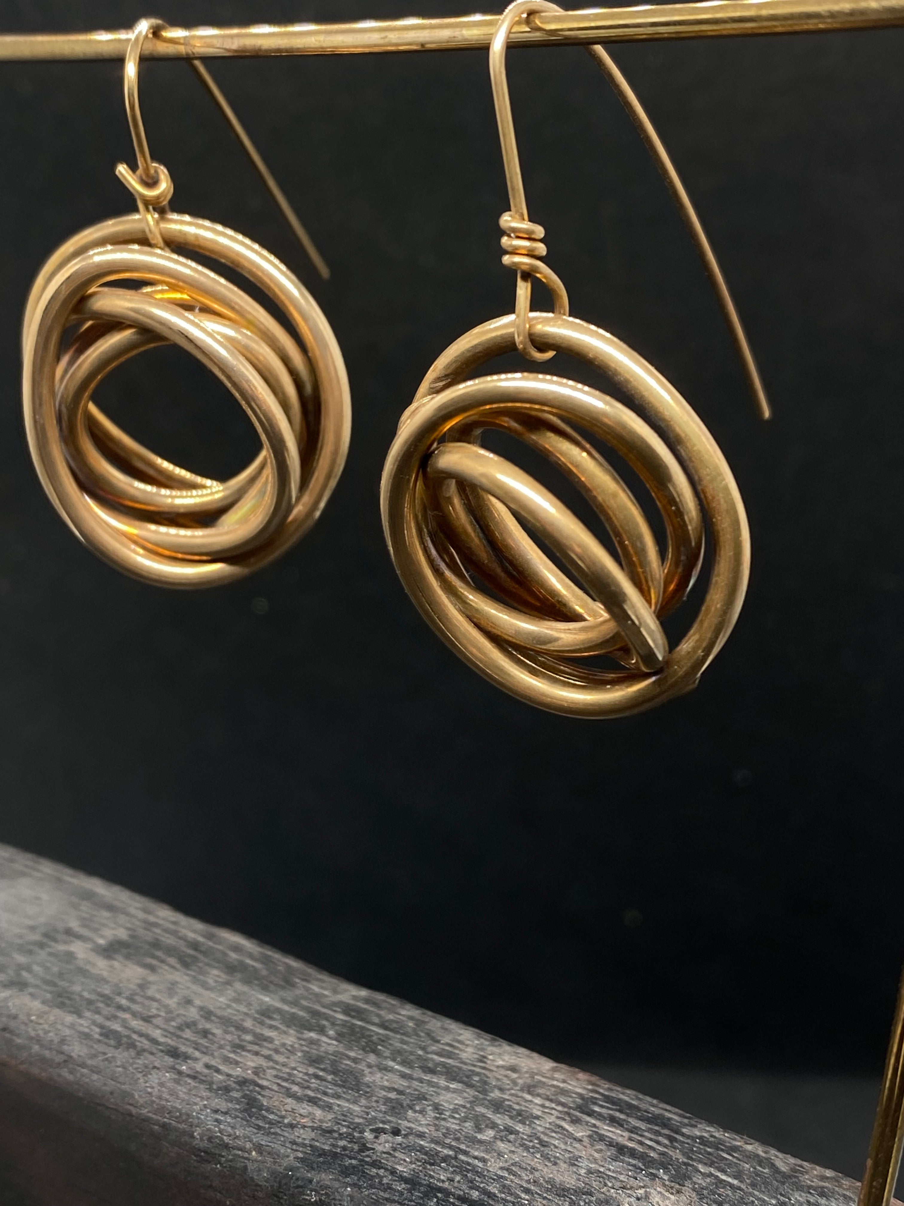 Intertwined bronze earrings