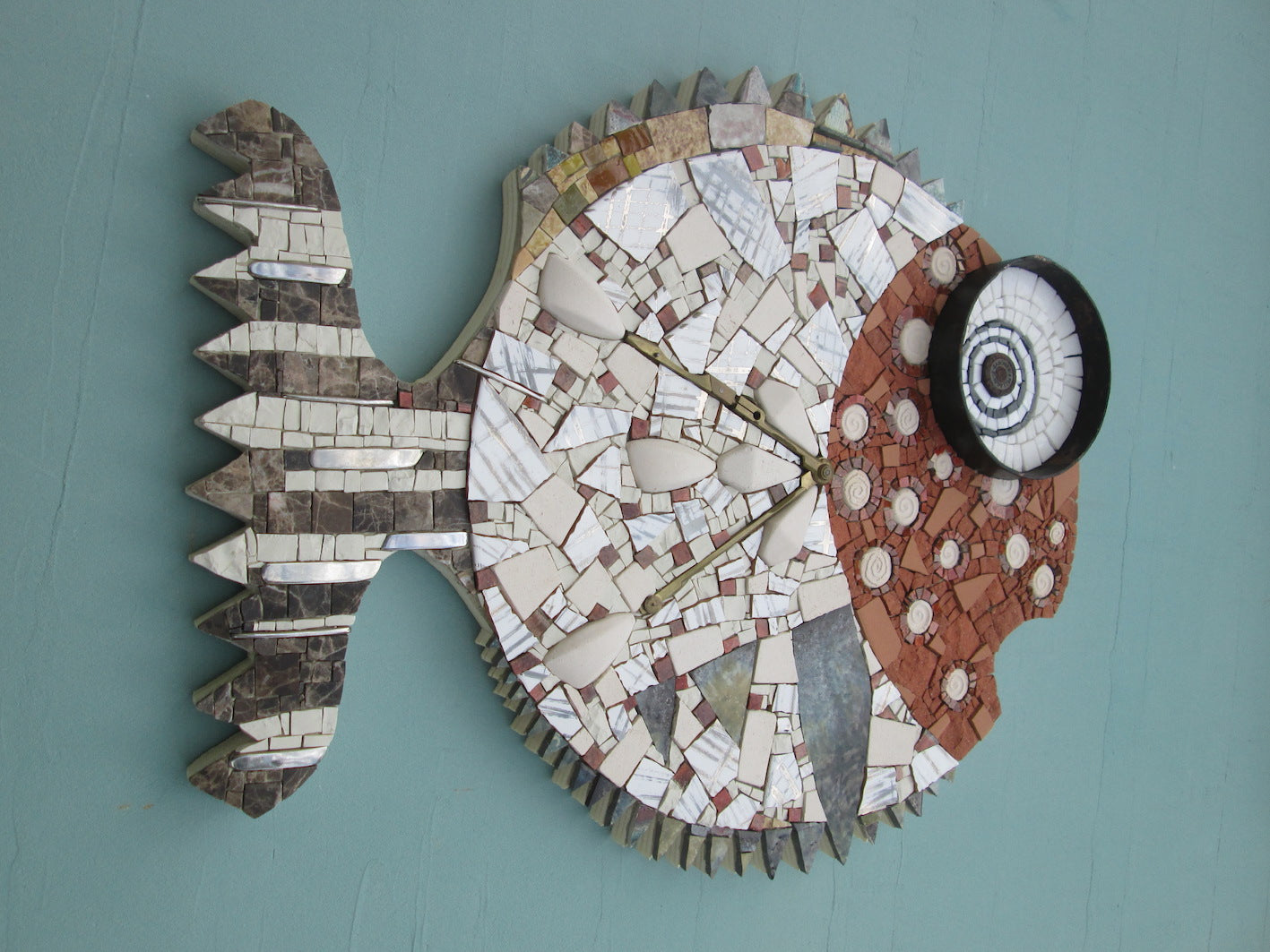 pesce mosaico fatto a mano, pezzo unico