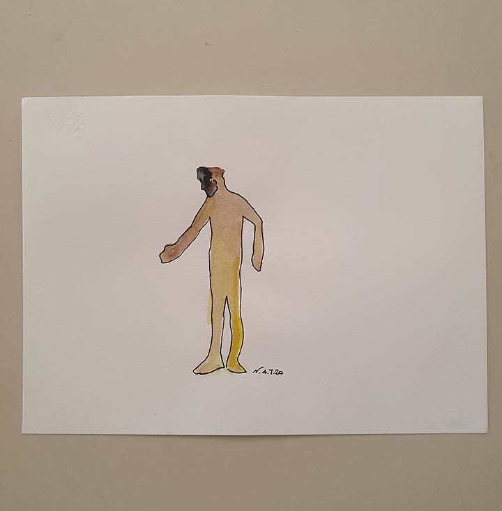 dipinto acquerello su cartoncino della serie uomini 2020