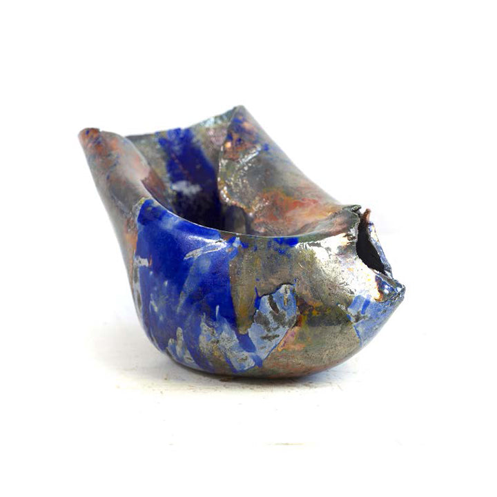 vaso chimera fatto a mano in ceramica raku