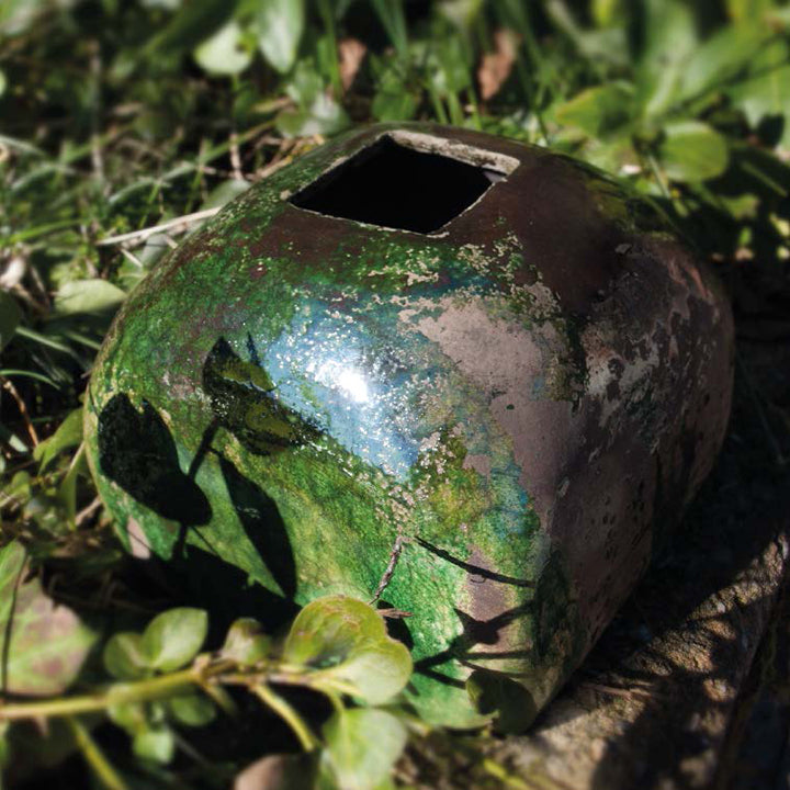 vaso verde fatto a mano ceramica raku