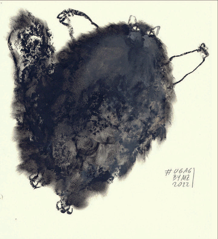 dipinto di un grasso gatto nero in slancio