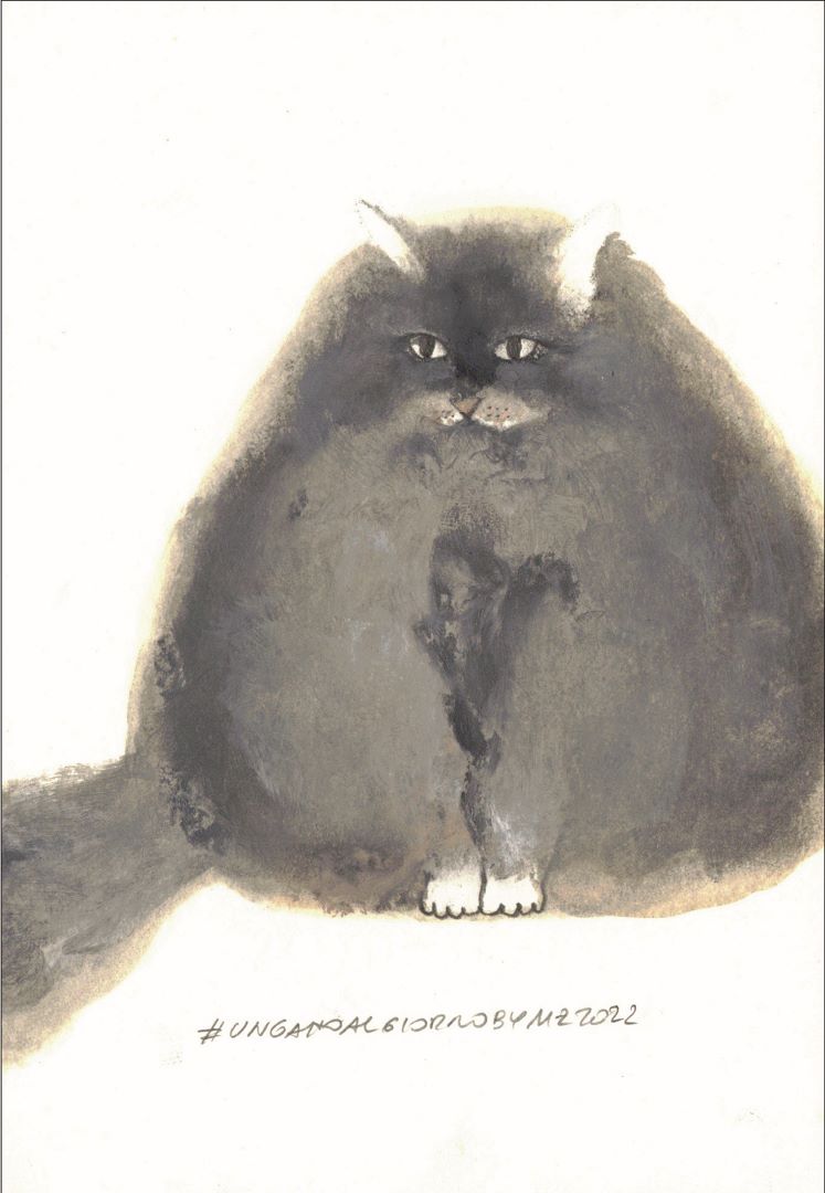 gatto grigio 2 dipinto da mariangela zabatino